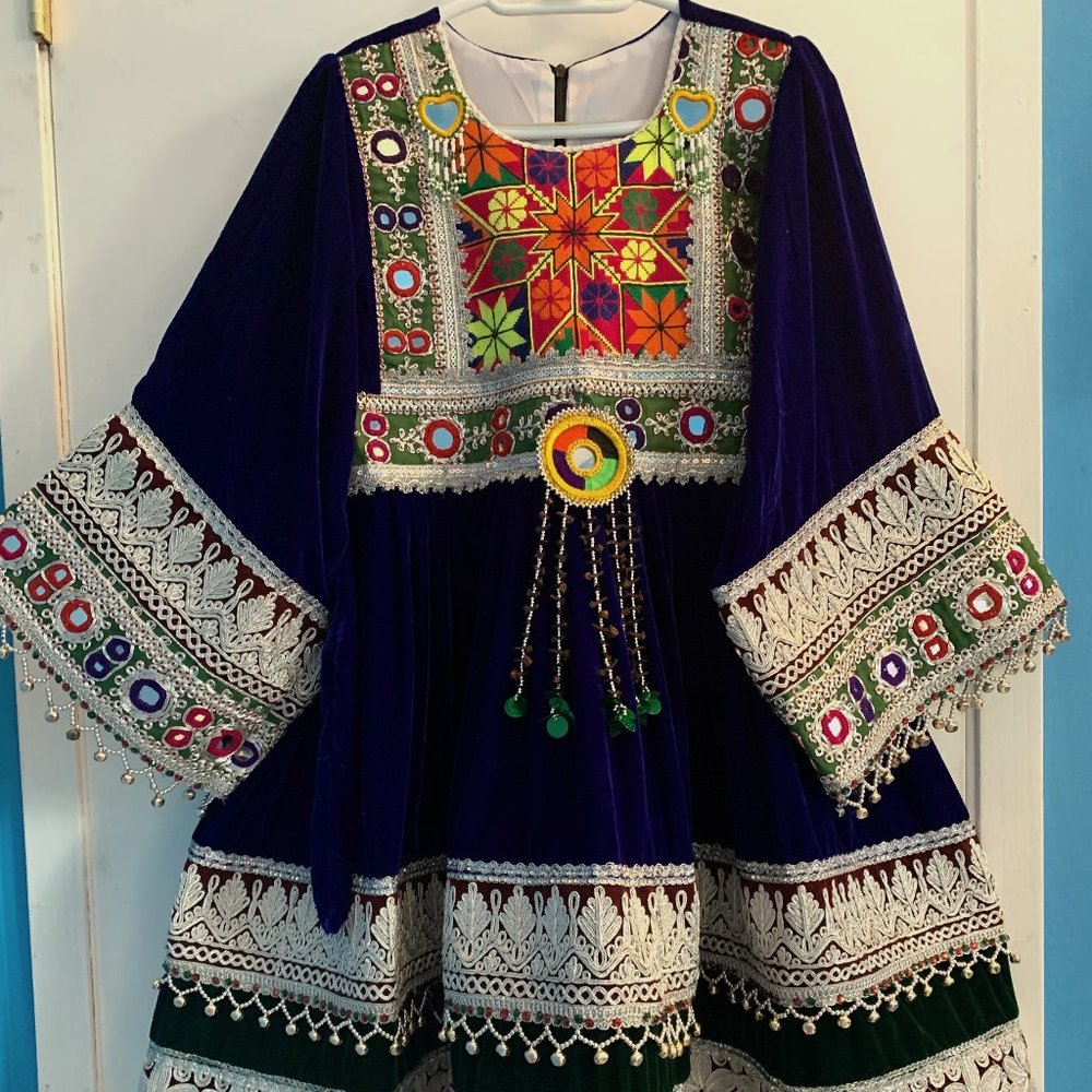 Blue and Green Afghan Dress with pants